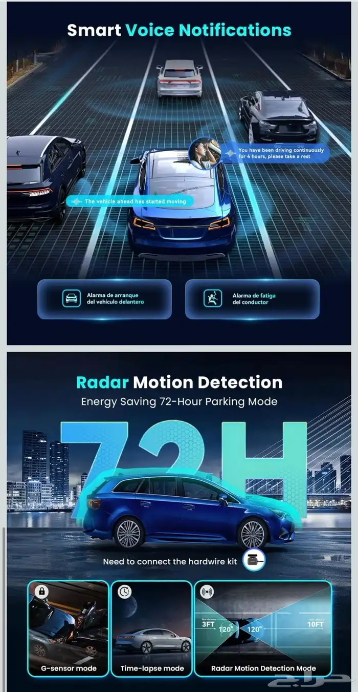 داش كام DDPAI 4k امامي وخلفي موديل N5 جديدة لم تستخدم 2