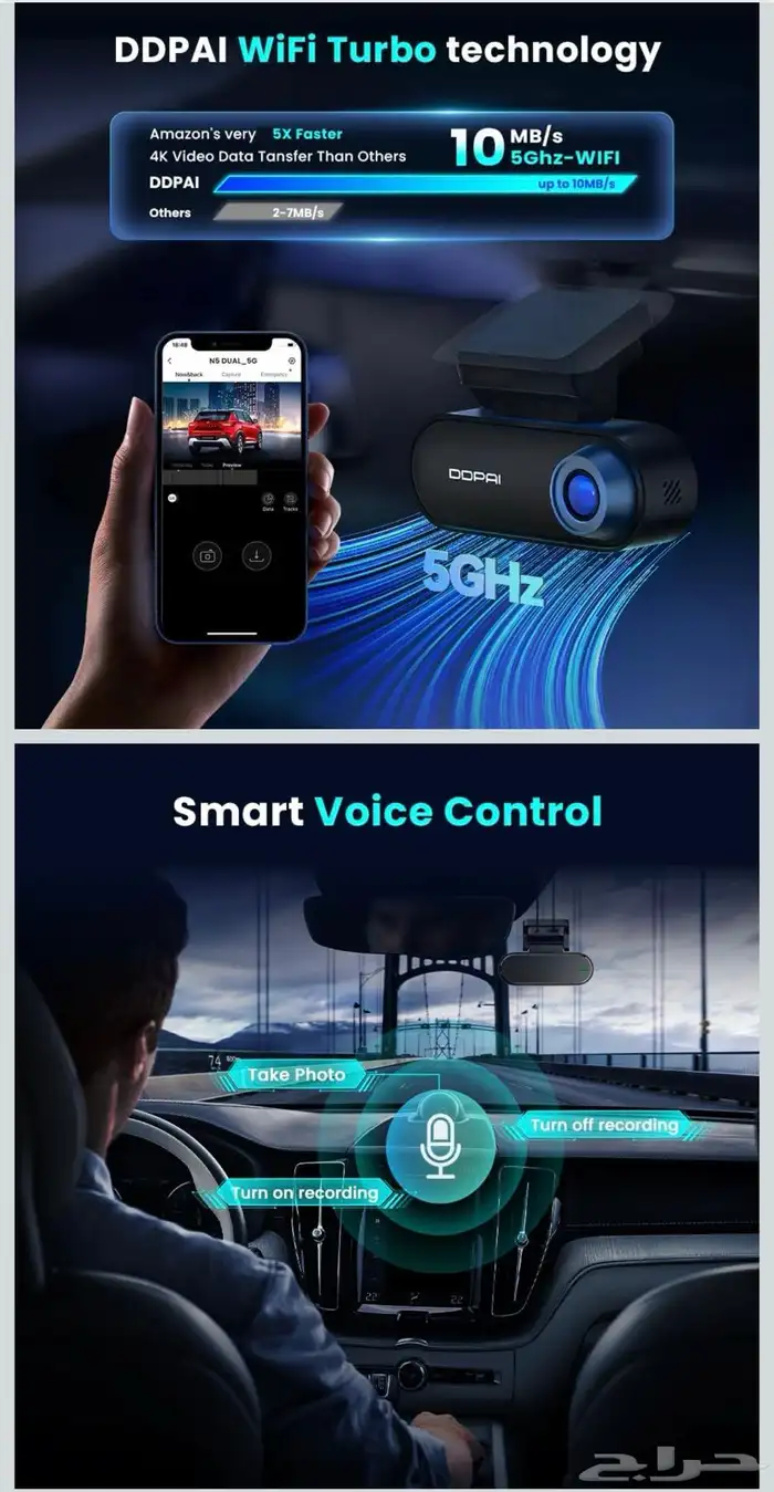 داش كام DDPAI 4k امامي وخلفي موديل N5 جديدة لم تستخدم 1