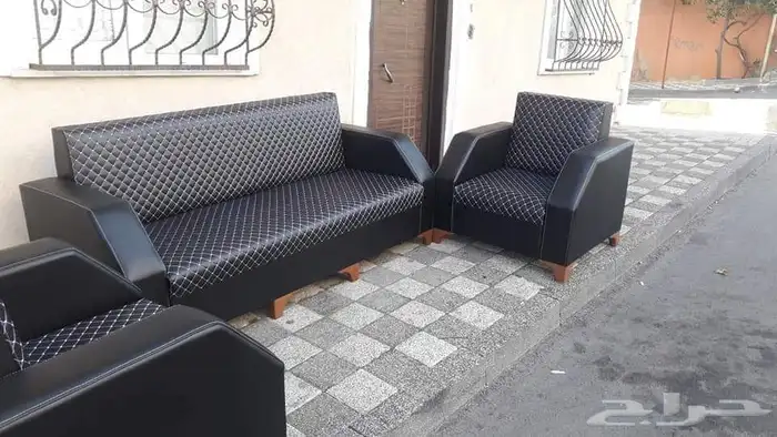 كنب جلد فخم لون رصاصي 2