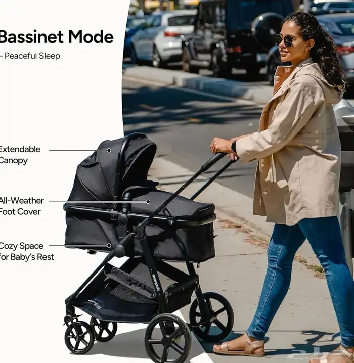 عربيه اطفال موم بوش 2 في 1. mom push stroller 2-1 3