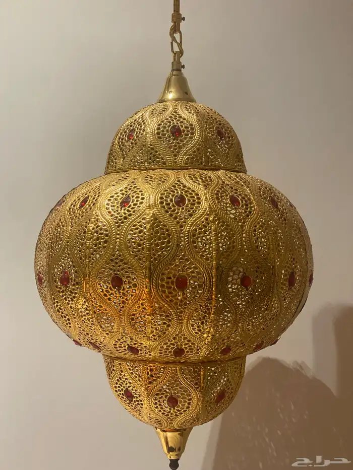 نجفة تراثية نحاس مطعمة بفصوص تصميم فاخر 0