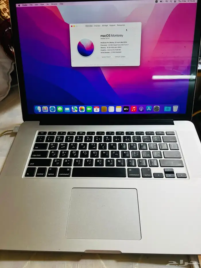 macbook 2015 ماك  بوك شاشة 2015 مساحة 500 جيجا 6