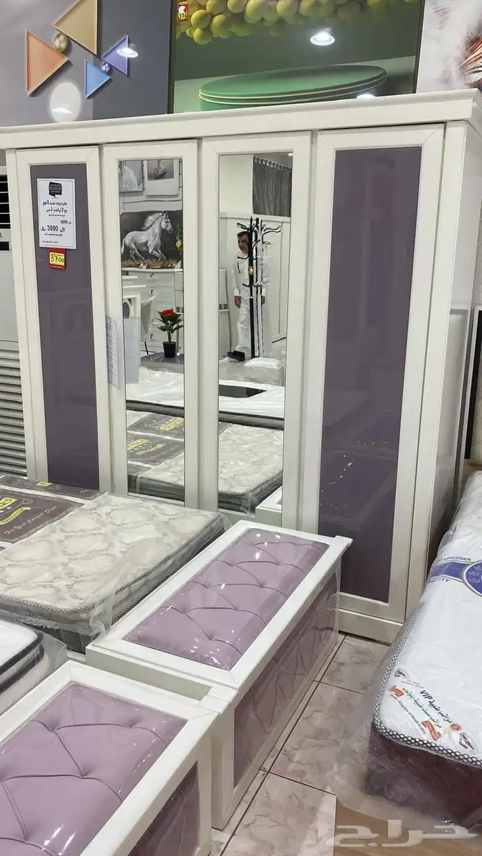 غرفه نوم نفر سريرين ودولاب وتسريحه 4