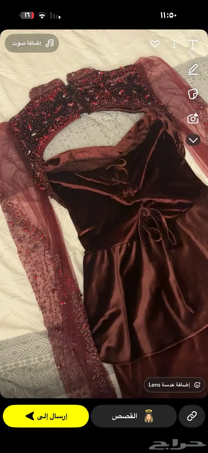 فستان مخمل عنابي 1