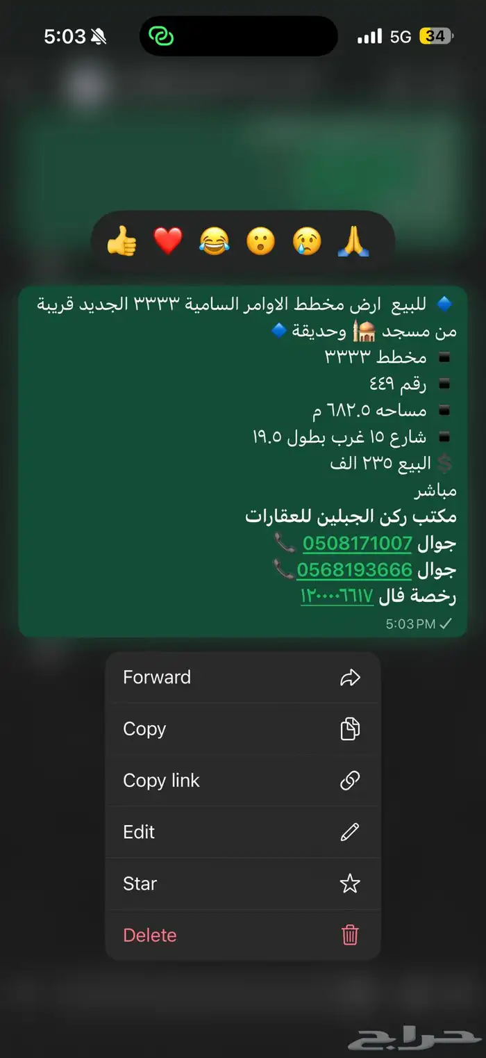 للبيع ارض الاوامر الساميه المواصفات بالصوره 0