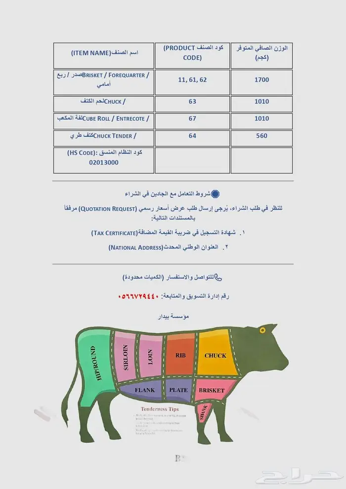 تسليم فوري بالدمام  21.5 طن لحم بقري 1