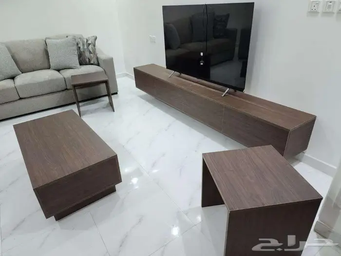 طاولة التلفزيون معلقة قطعتين لون بني 2