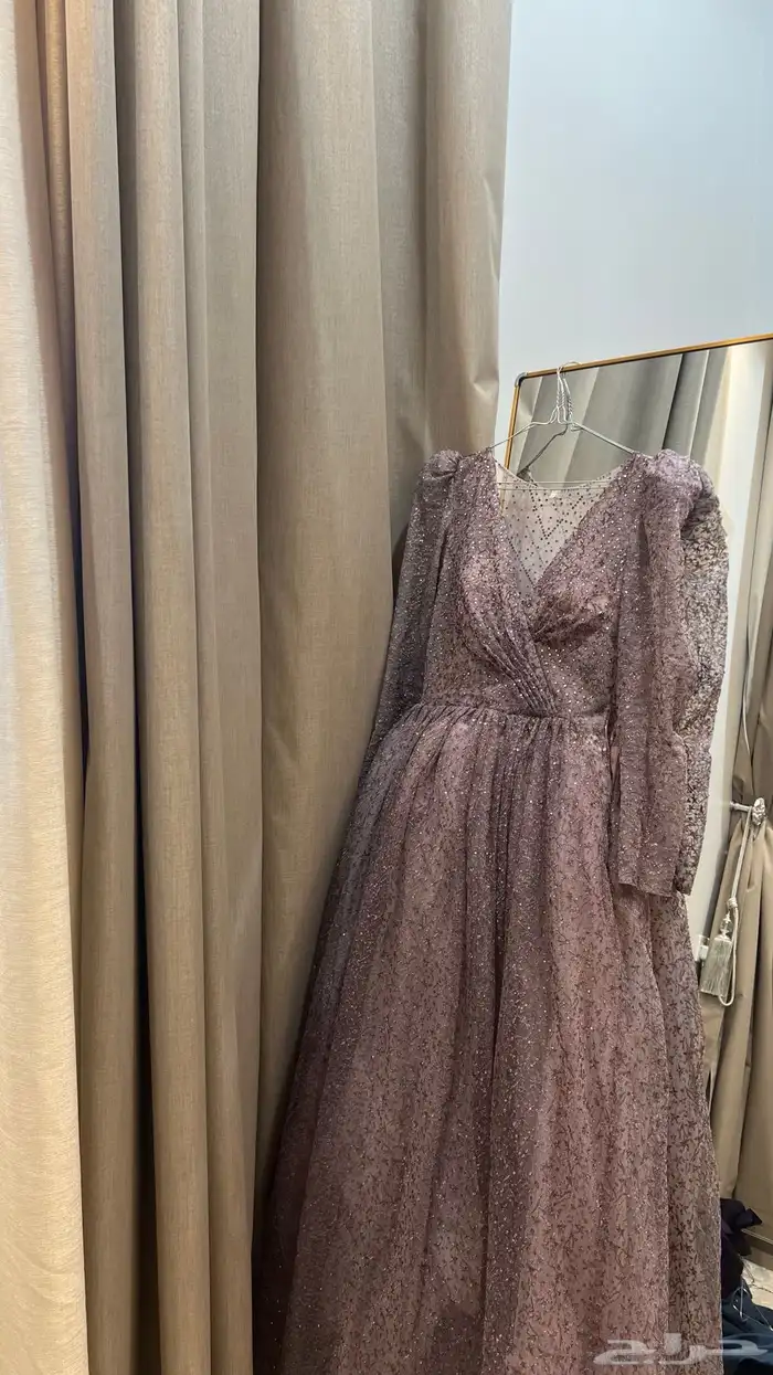 فستان موف مطرز 0