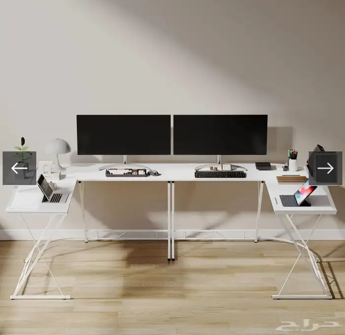 مكتب كمبيوتر على شكل حرف L 3