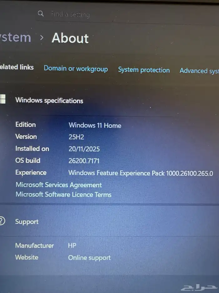 لابتوب HP مستخدم اسبوع 0