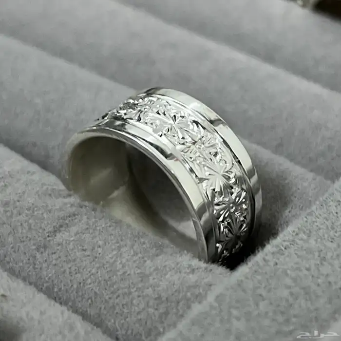 دبلة فضة رجالية عيار 980 صياغة فخمة نقش يدوي 1