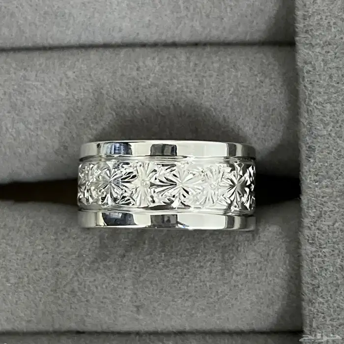 دبلة فضة رجالية عيار 980 صياغة فخمة نقش يدوي 2