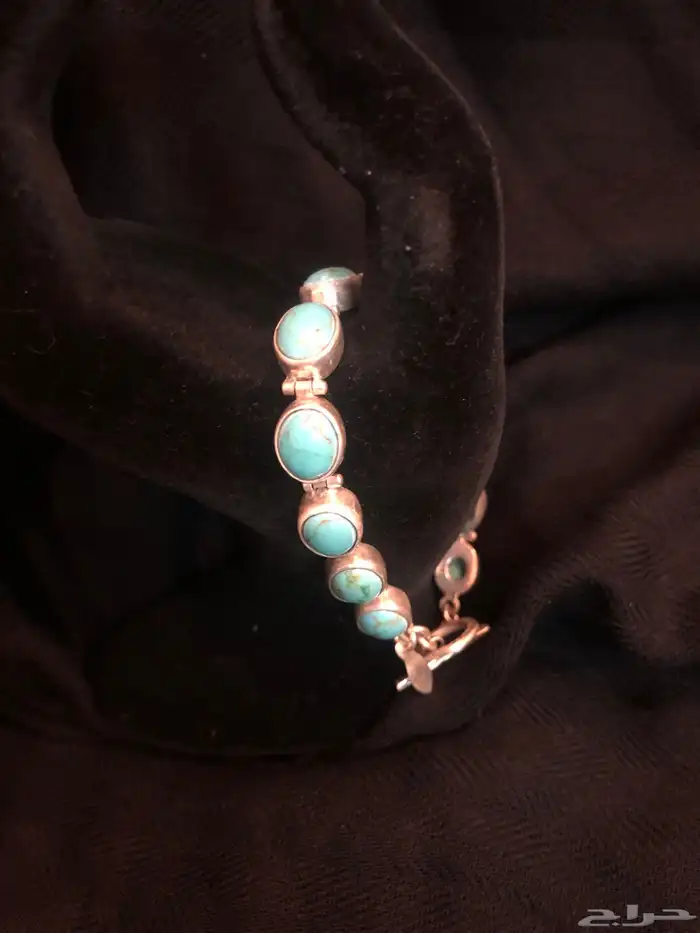 أساور فضة أصلية مختومة بأحجار تركواز فيروز 18