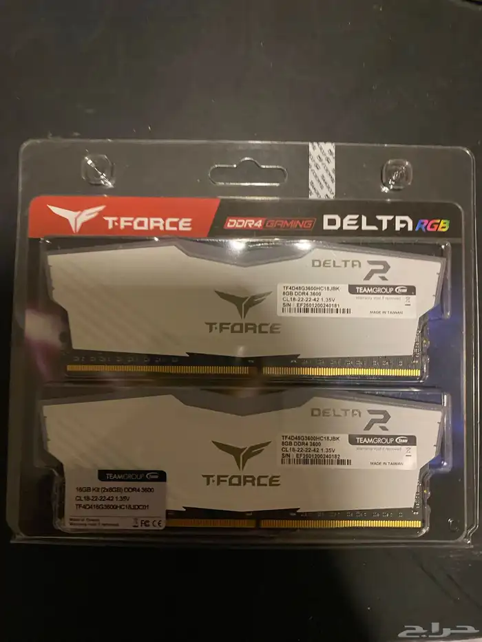 رامات T-Force ddr4 16GB (2x8) 3600hz 3