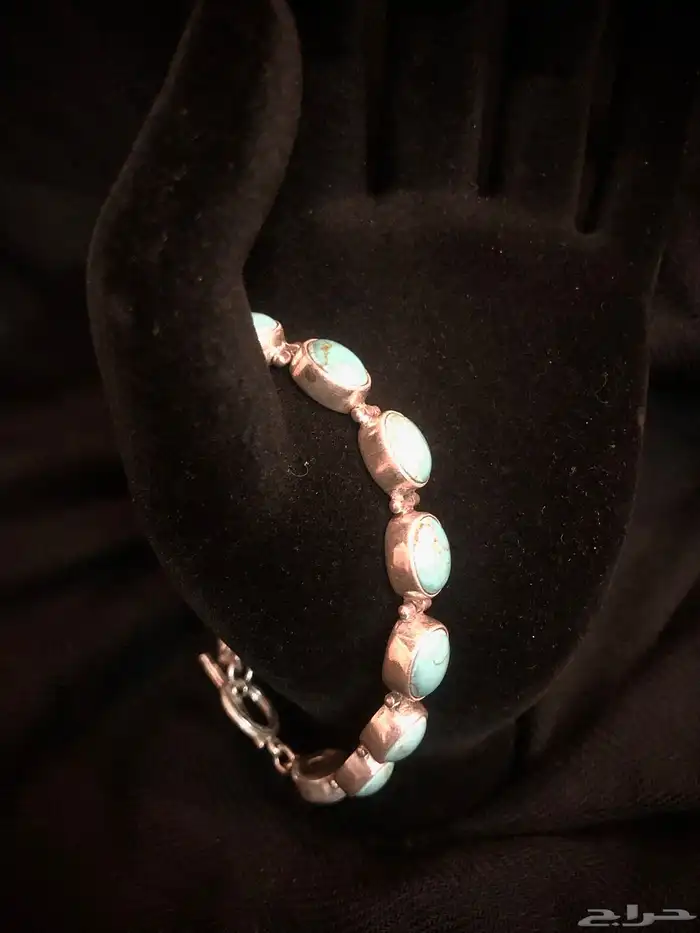 أساور فضة أصلية مختومة بأحجار تركواز فيروز 16