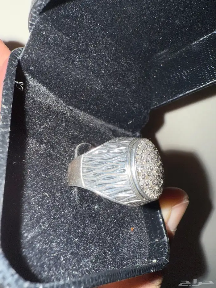 خاتم رجالي فضة والماس 4