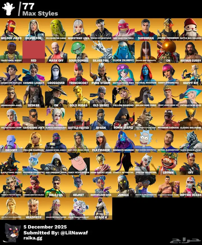 حساب وايلد كات وترافس ونوادر وكريتوس 466 سكن 10