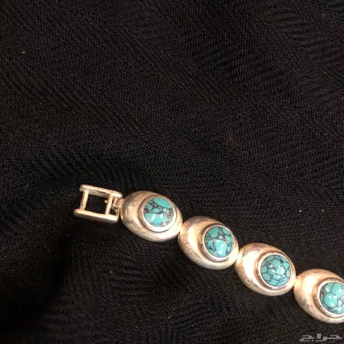 أساور فضة أصلية مختومة بأحجار تركواز فيروز 1