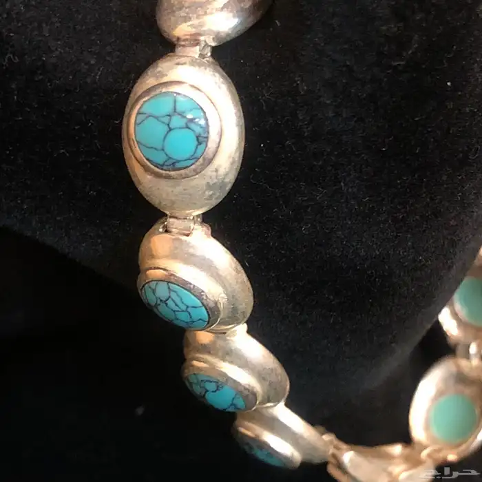 أساور فضة أصلية مختومة بأحجار تركواز فيروز 24