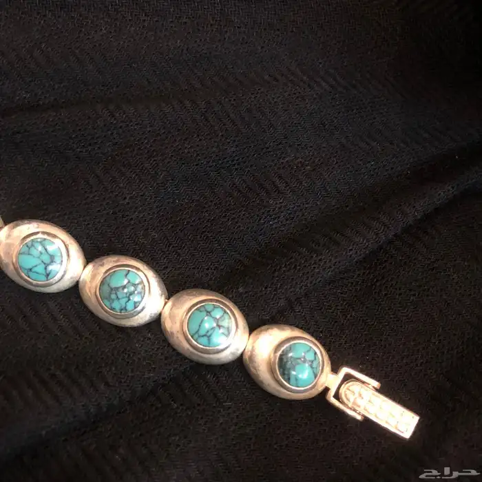 أساور فضة أصلية مختومة بأحجار تركواز فيروز 2