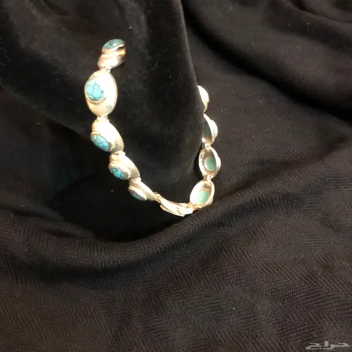 أساور فضة أصلية مختومة بأحجار تركواز فيروز 25