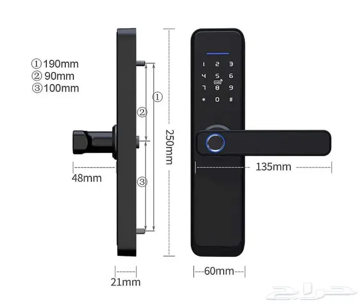 قفل باب ذكي سمارت لوك ووتربروف داخلي وخارجي 0