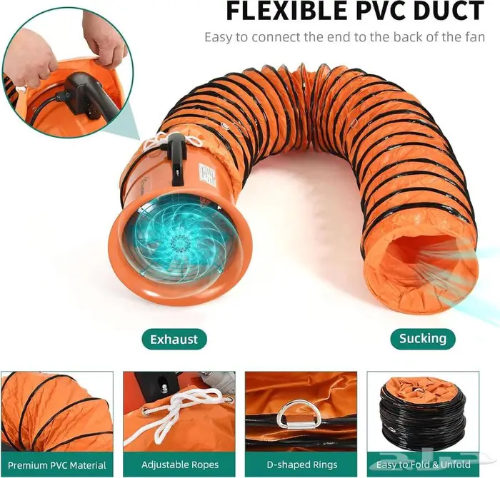 مروحةشفط صناعيةمحمولةعاليةالسرعةمع خرطوم تهوية5متر 2