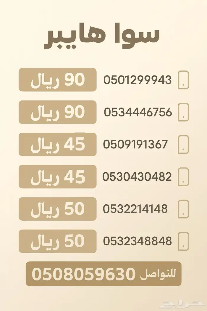 أرقام سوا هايبرد استقبال حتى 2027 بأسعار منافسه 0