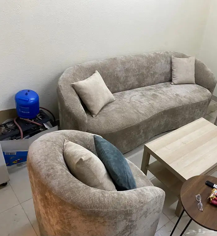 كنب شبه جديد قطعتين 3