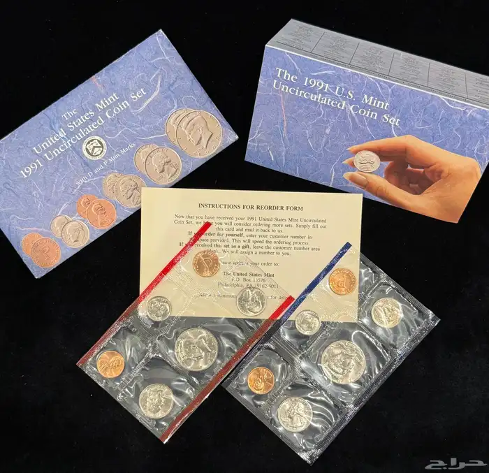 عملات معدنية أمريكية مجموعة عام 1991 P D فيلادلفيا ودنفر 4
