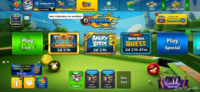 أقوى حساب بلياردو لفل 618 واطار 100 بيع مستعجل 1