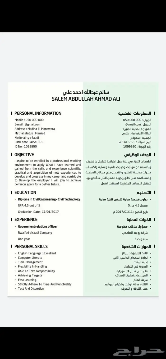 تصميم سيرة ذاتية احترافية CV 9