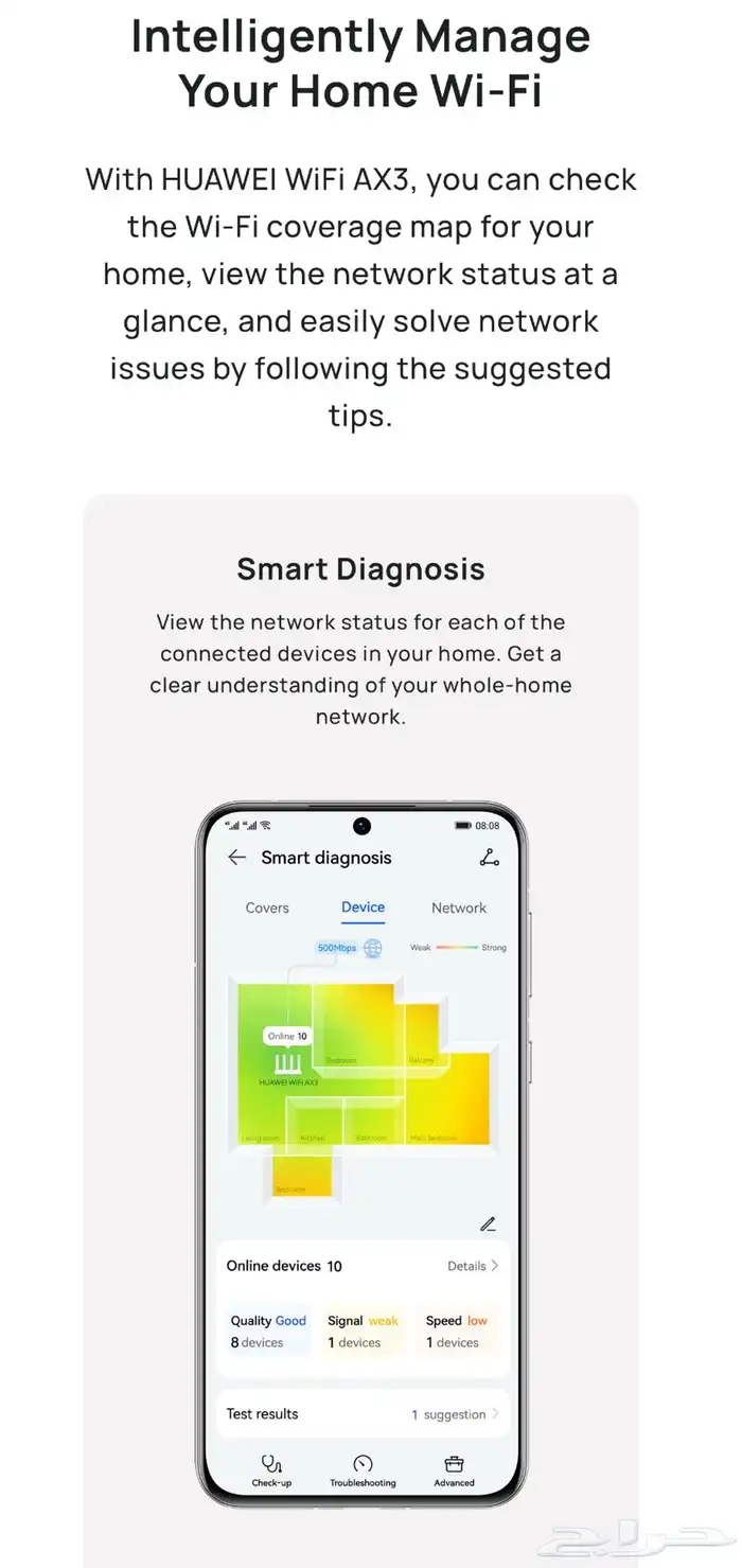 هواوي راوتر واي فاي AX3 كواد كور بتقنية 6 بلس 8