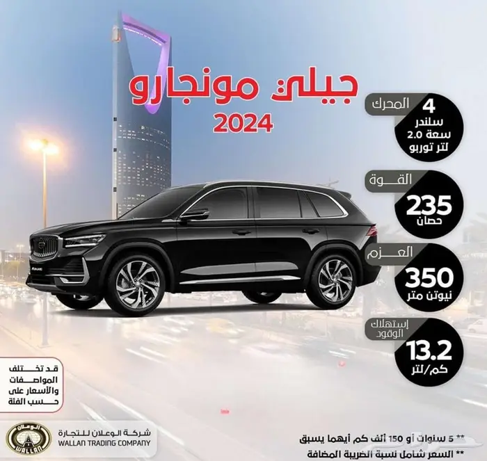 جيلي مونجارو نص فل 2024 ضمان الوكيل عرض خاص 94.875 ريال 0