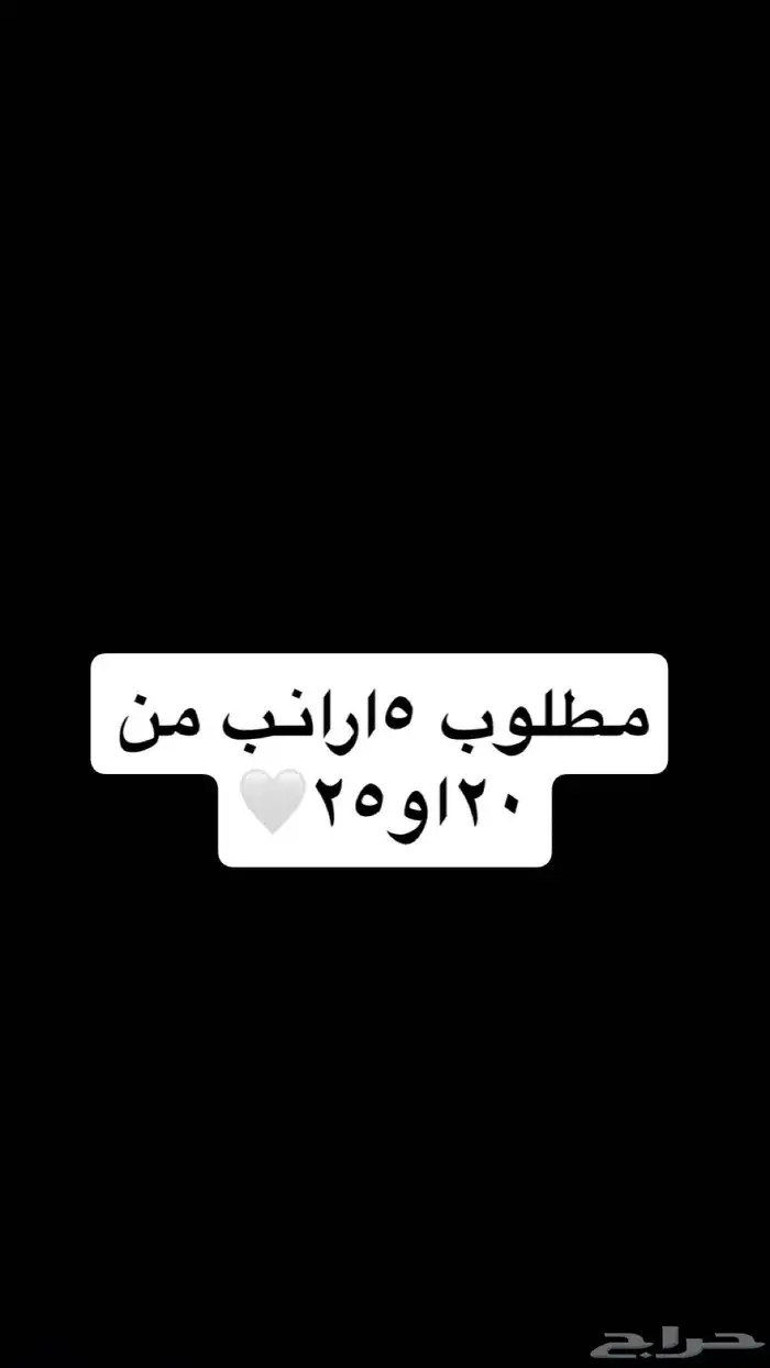 مطلوب ارانب العدد5 من20او25 0