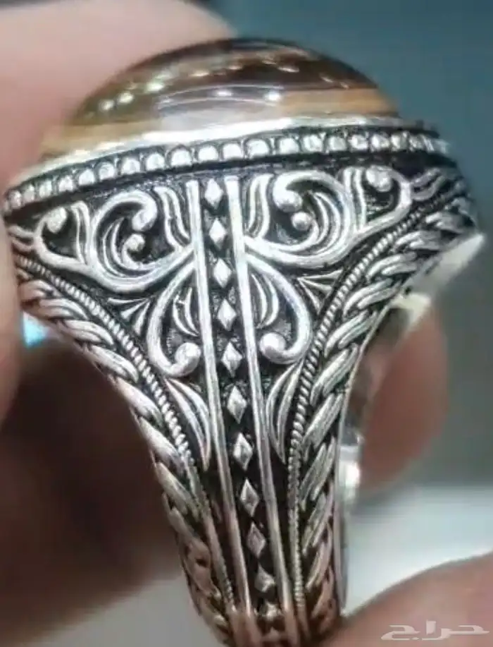 خاتم عقيق يماني بقراني فضه 990 صياغة عارف 3