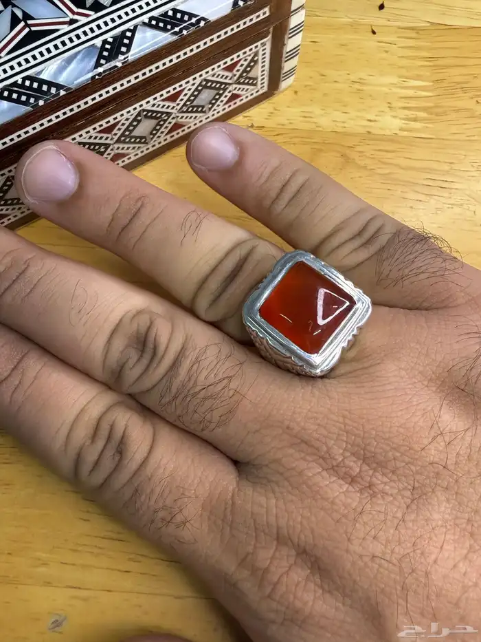 خاتم عقيق كرزي صياغه حماده vip 2