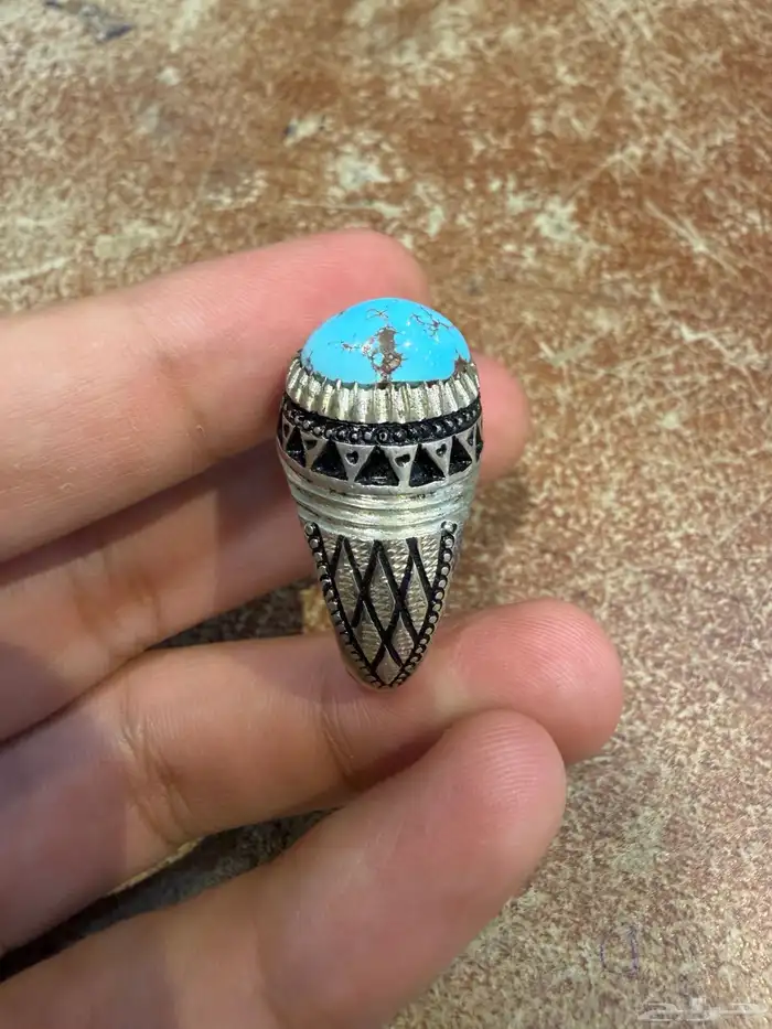 خاتم فيروز نيشابوري فضة ثقيلة 0