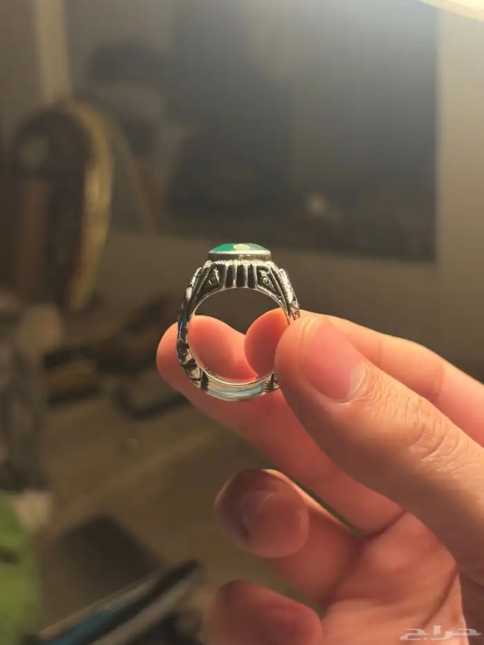خاتم زمرد هندي حفر عميق يدوي 2