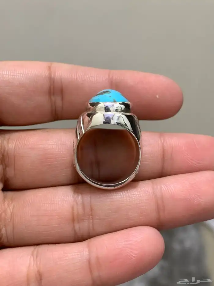 خاتم فيروز طبيعي ايراني فاخر صياغة مميزه فضة 925 4