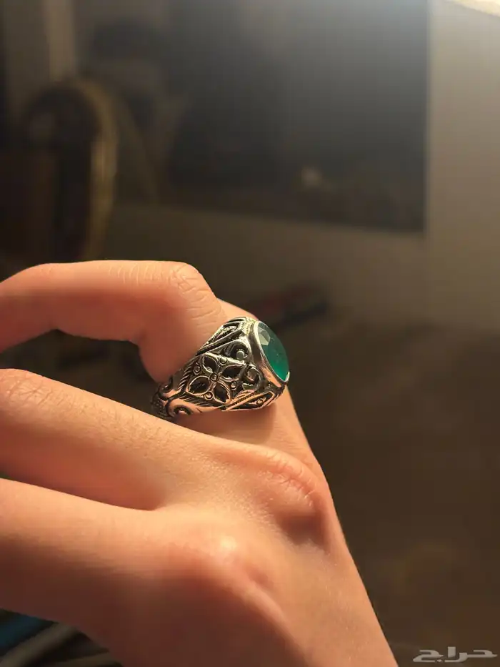 خاتم زمرد هندي حفر عميق يدوي 5