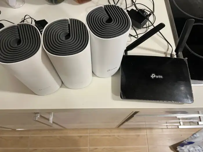 مودم tp link مع موزع انترنت 3 حبات tp link mesh 2
