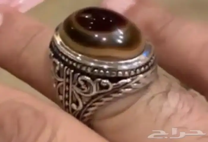 خاتم عقيق يماني بقراني فضه 990 صياغة عارف 0