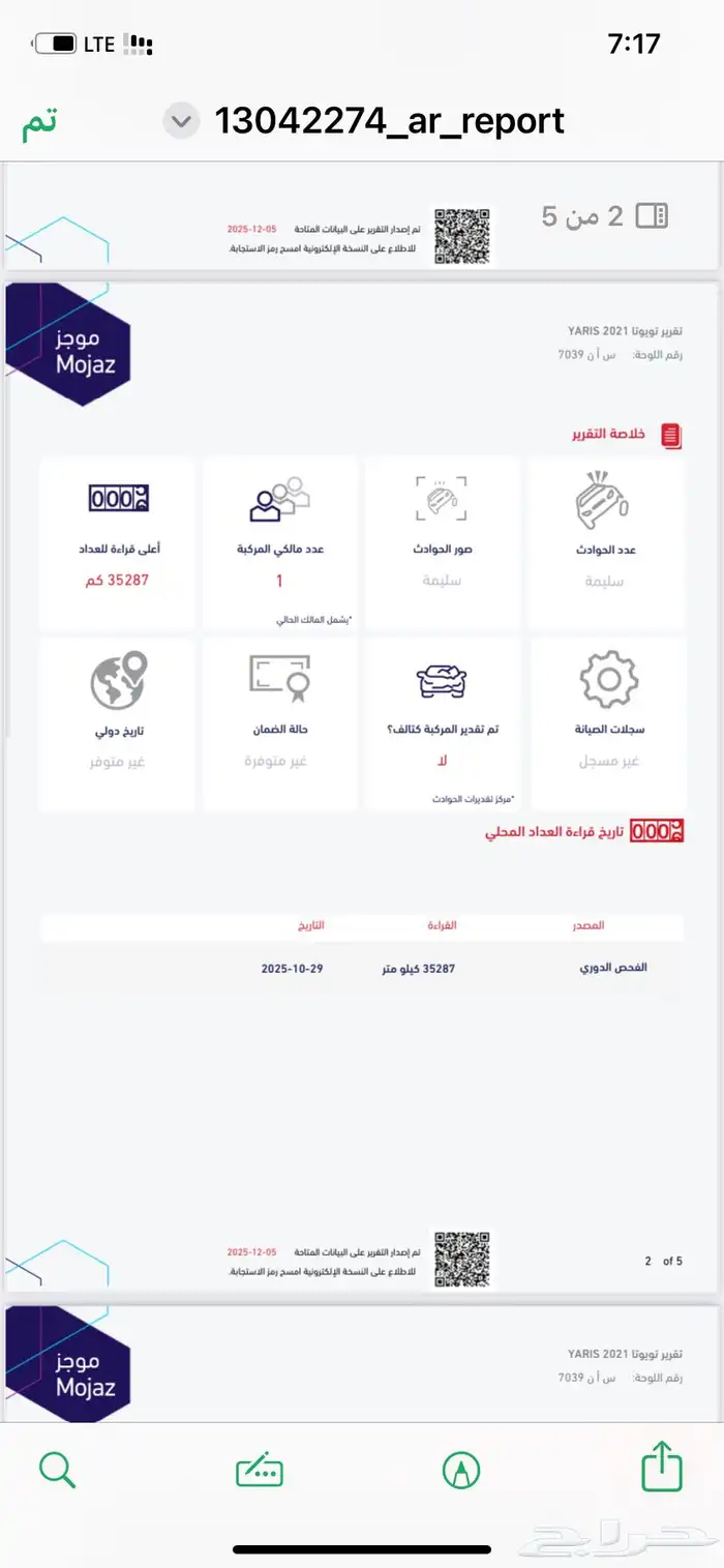 يارس مديل21 مخزن جديد العداد35800 قير تماتيك ما شالله 30