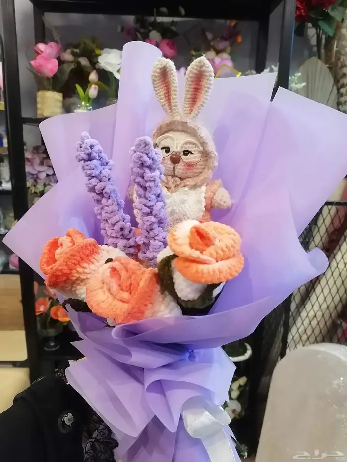 باقات ورد بخيوط الصوف جاهزة للتسليم الفوري 6