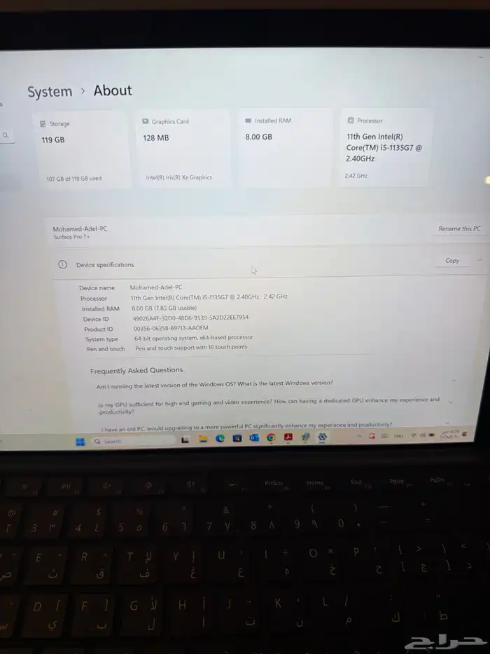 Surface Pro 7  i5   RAM 8GB   SSD 128GB 2