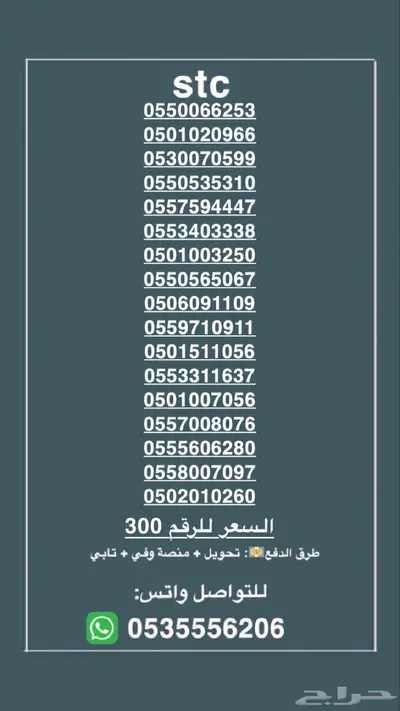 ارقام مميزه stc النقل فوري index