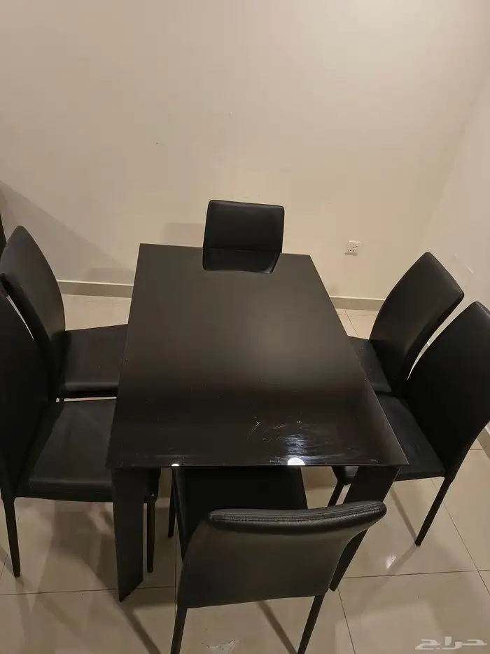 IKEA dinner table set with 6 chairs leather covering 8