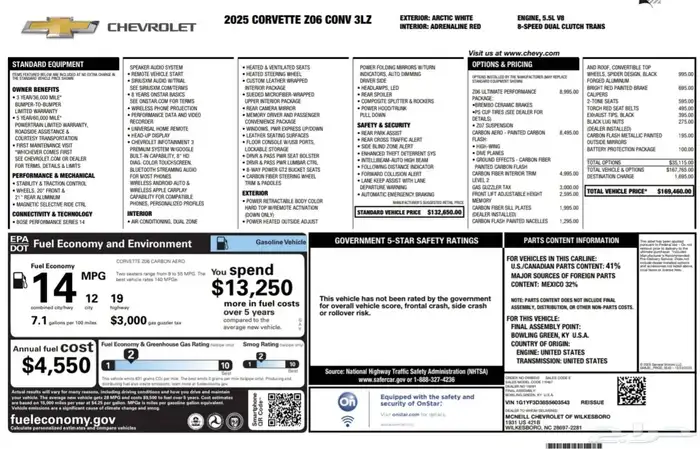 Corvette Z06 Convertible 3LZ 2025 أصفار 10