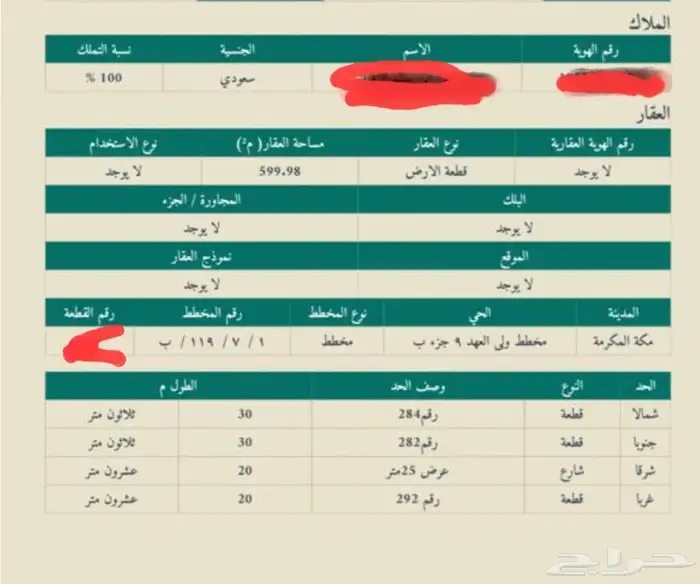 ارض. سكنيه للبيع بالمخطط 9أ في مكه بحي ولي العهد 1